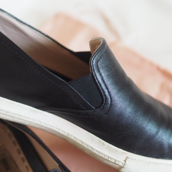 MIU MIU Black Leather Metal Cap Toe Sneakers - Picture 5 of 7